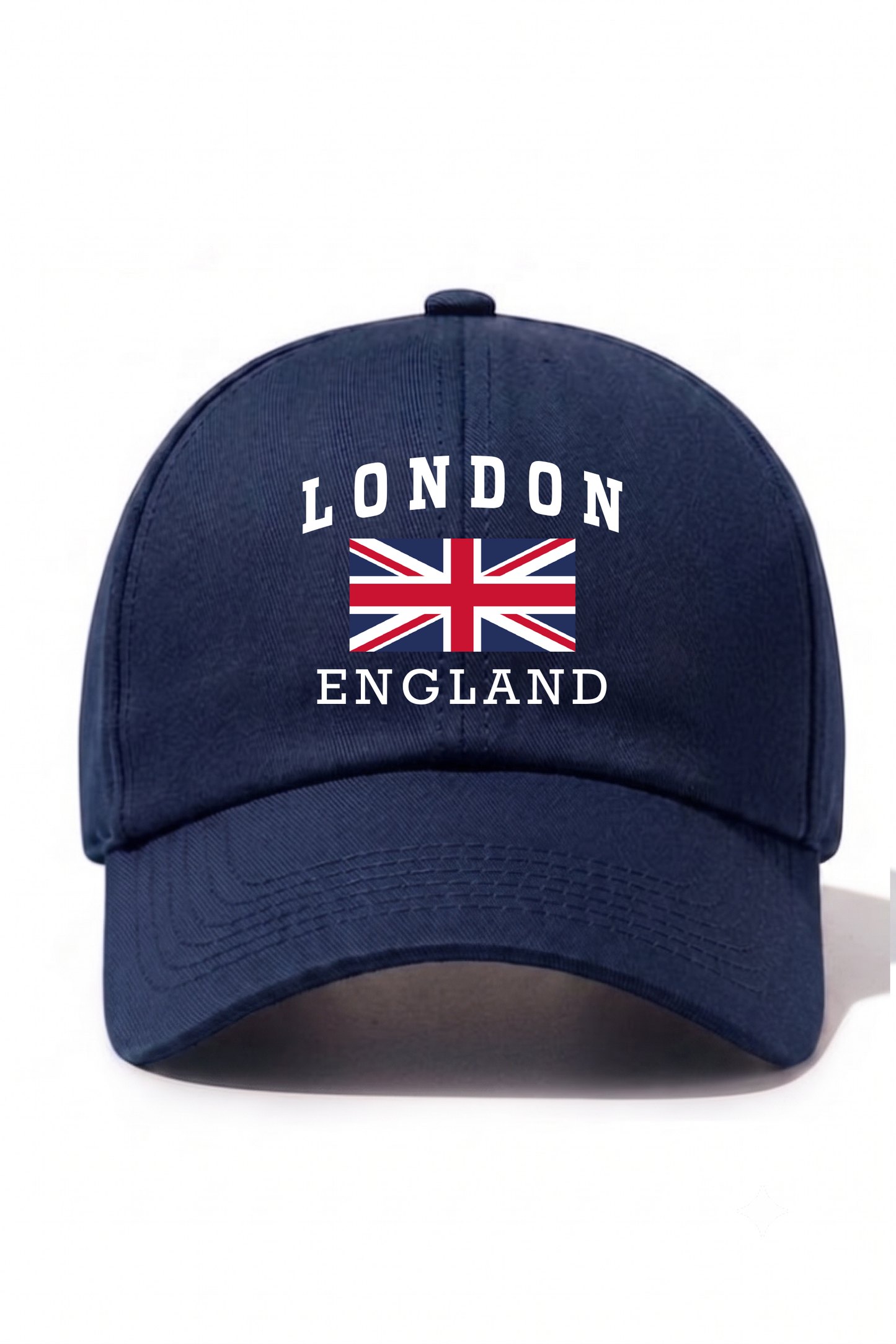 London England Baskılı Pamuk Şapka - Lacivert