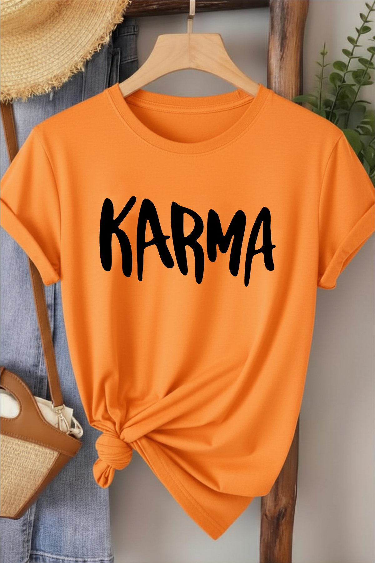 Karma - Turuncu Baskılı Pamuk T-shirt