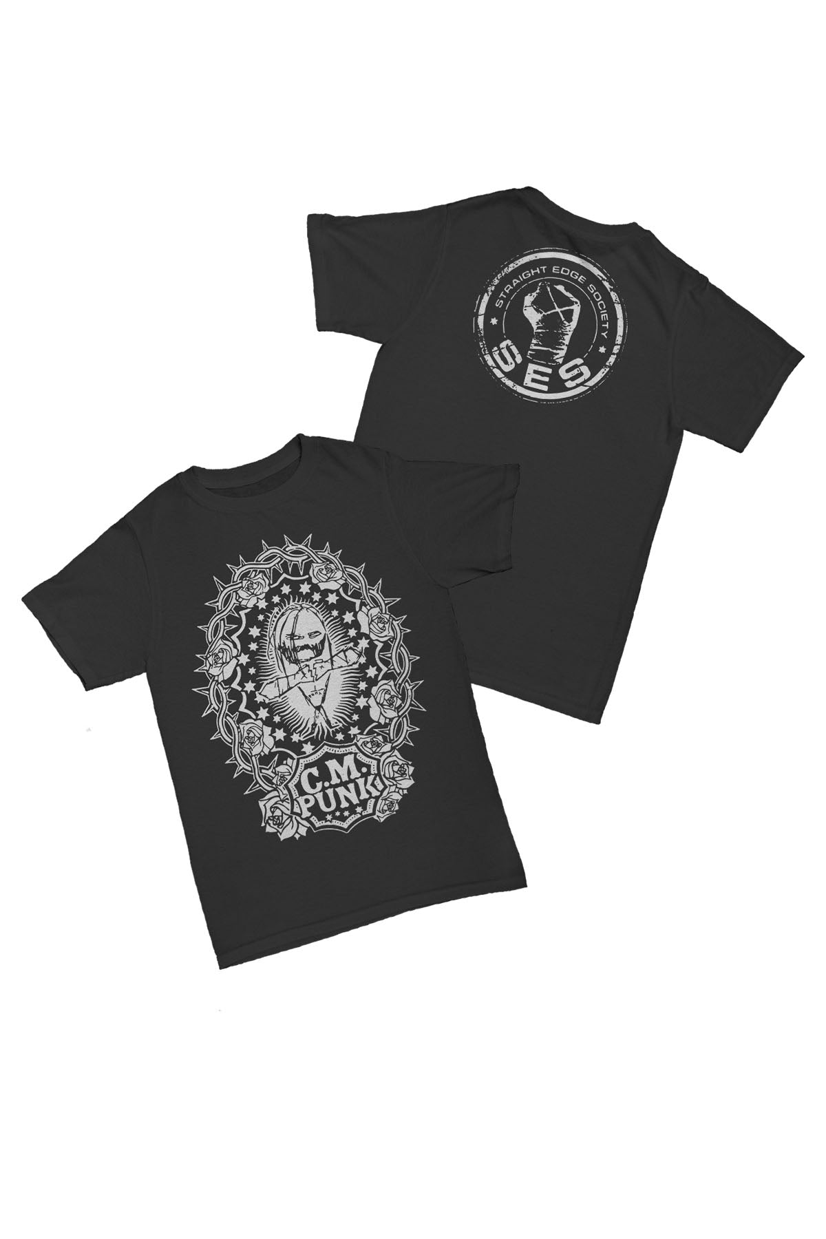 Cm Punk - Straight Edge Society Baskılı Pamuk T-shirt
