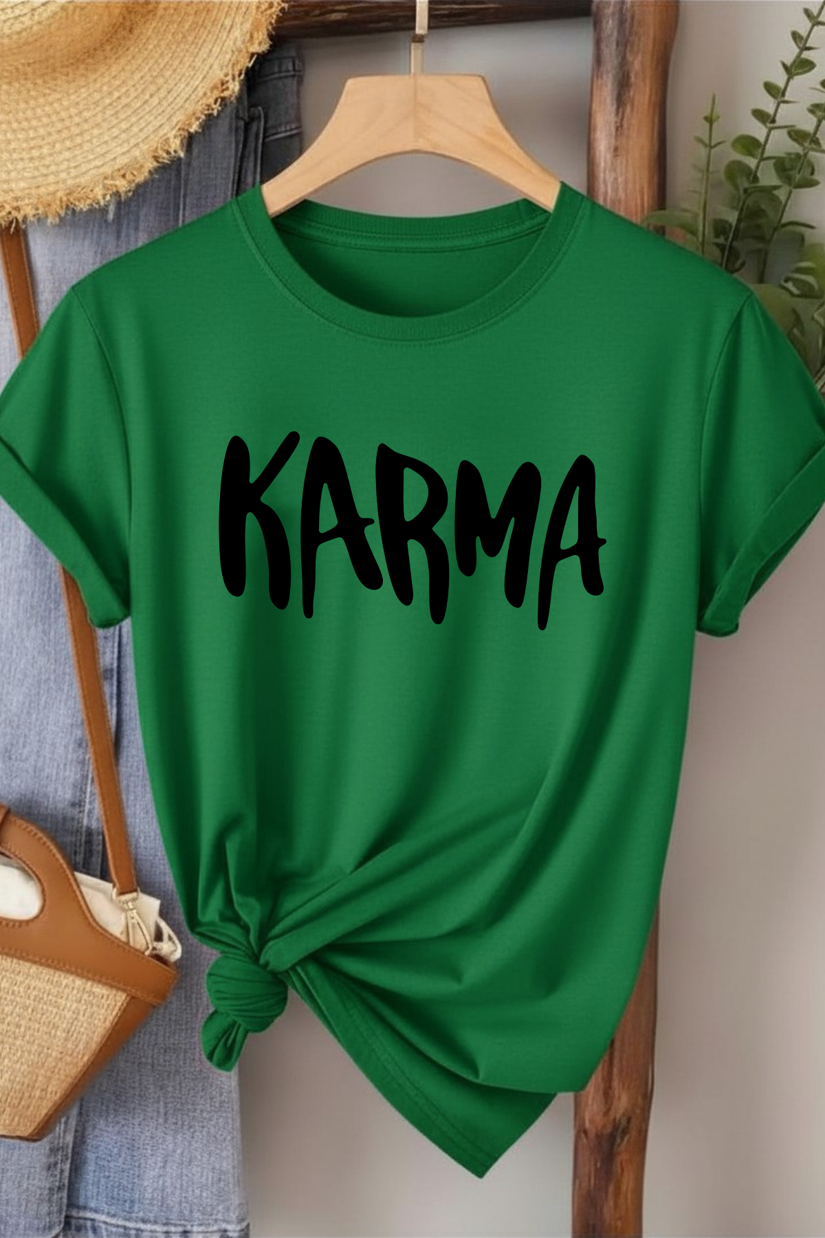 Karma - Yeşil Baskılı Pamuk T-shirt
