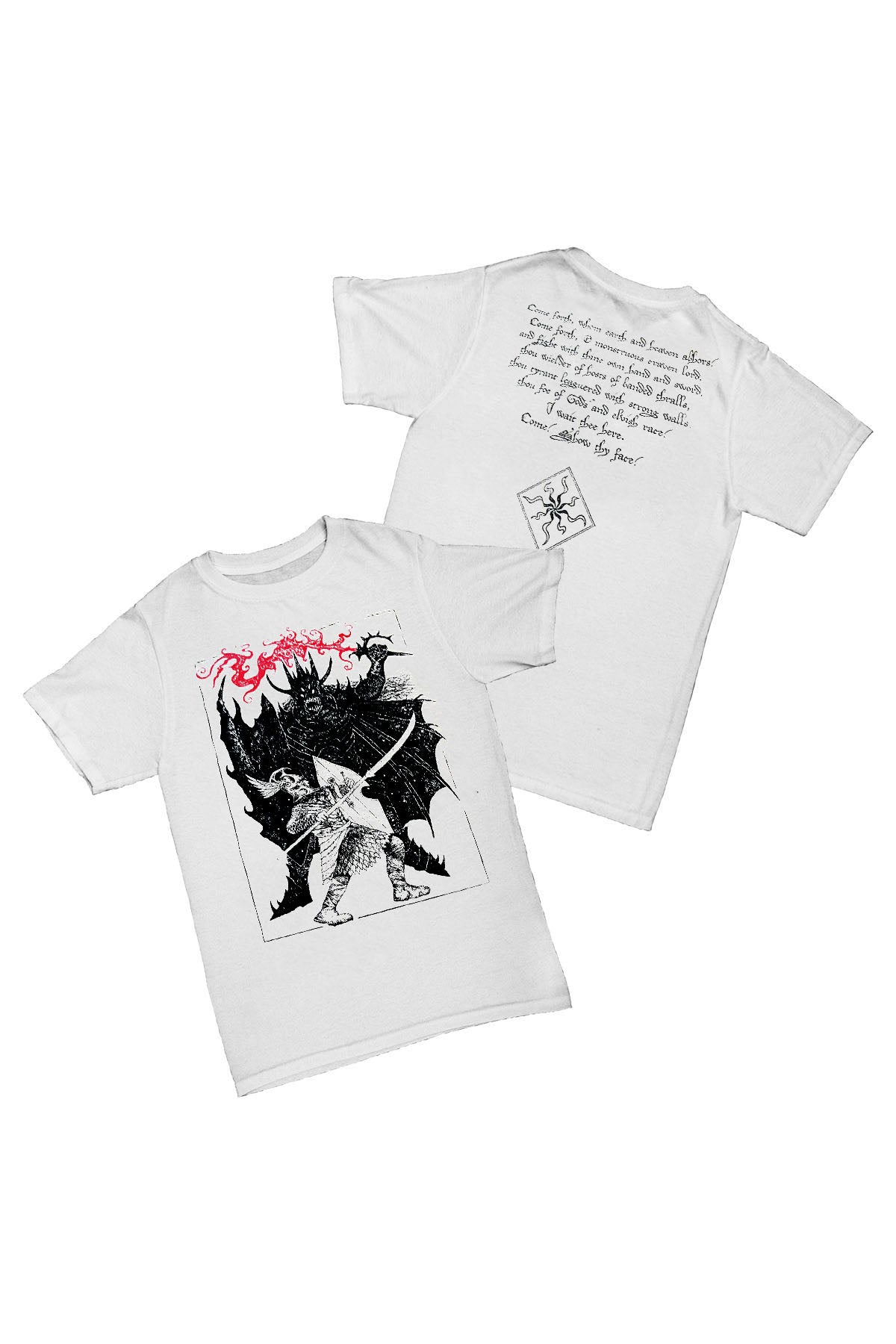 Silmarillion - Fingolfin VS Morgoth Baskılı Pamuk T-shirt