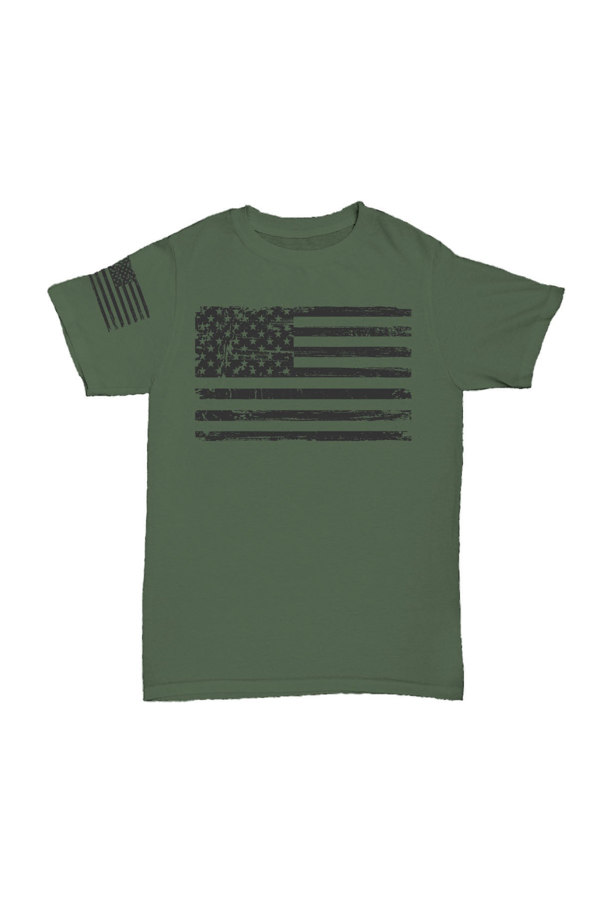 Amerika Siyah Bayrak - Yeşil Baskılı Pamuk T-shirt