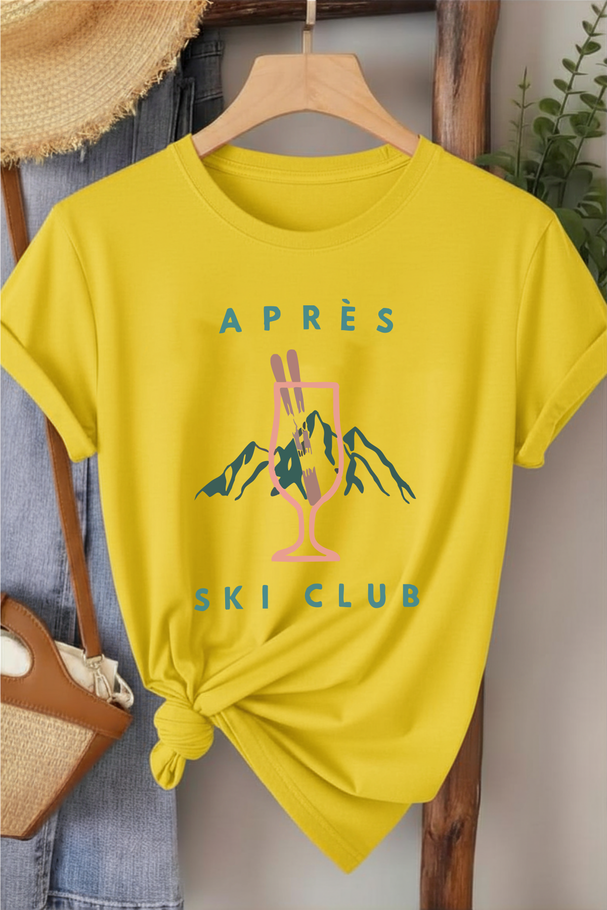 Apres Ski Club - Sarı Baskılı Pamuk T-shirt