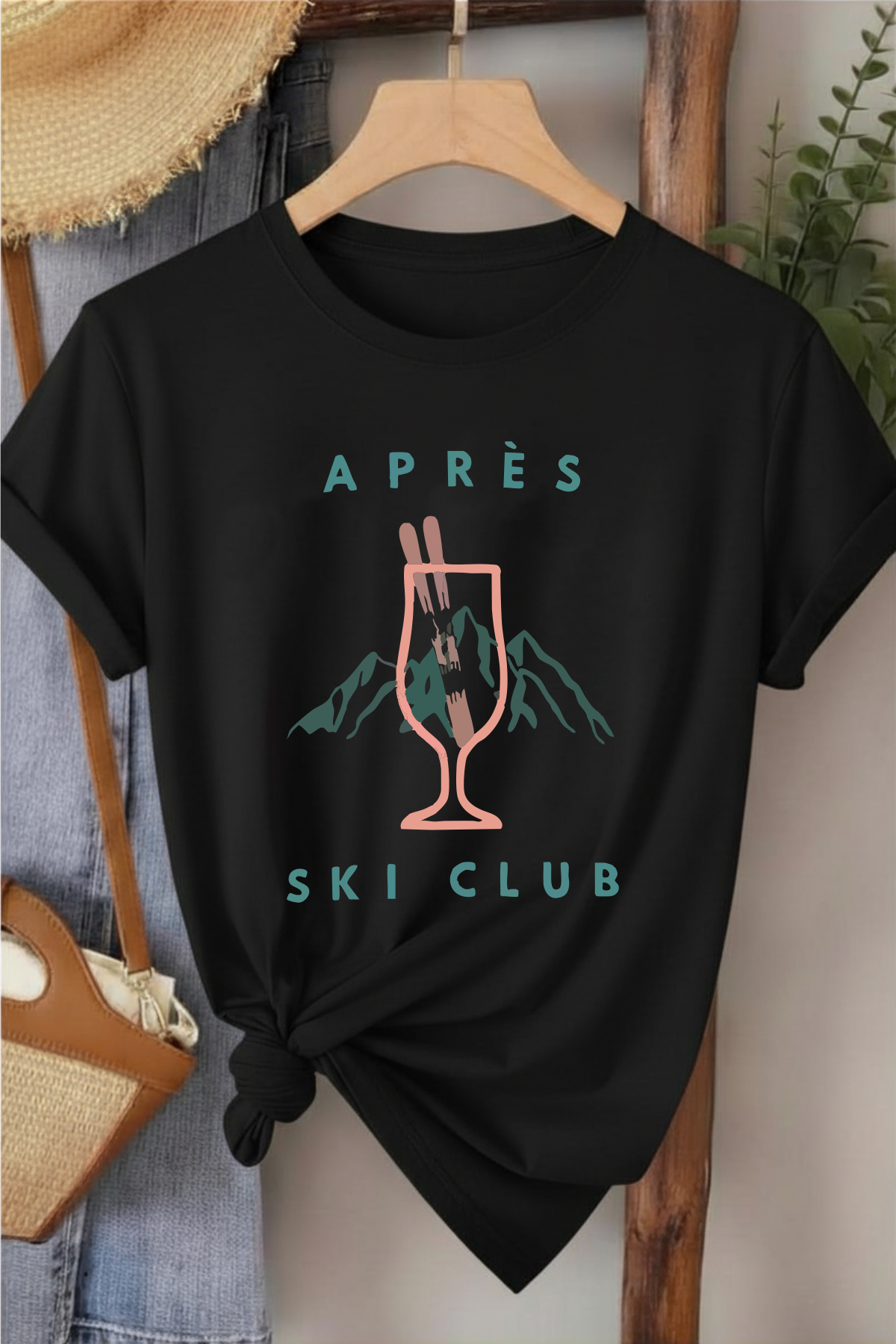 Apres Ski Club - Siyah Baskılı Pamuk T-shirt