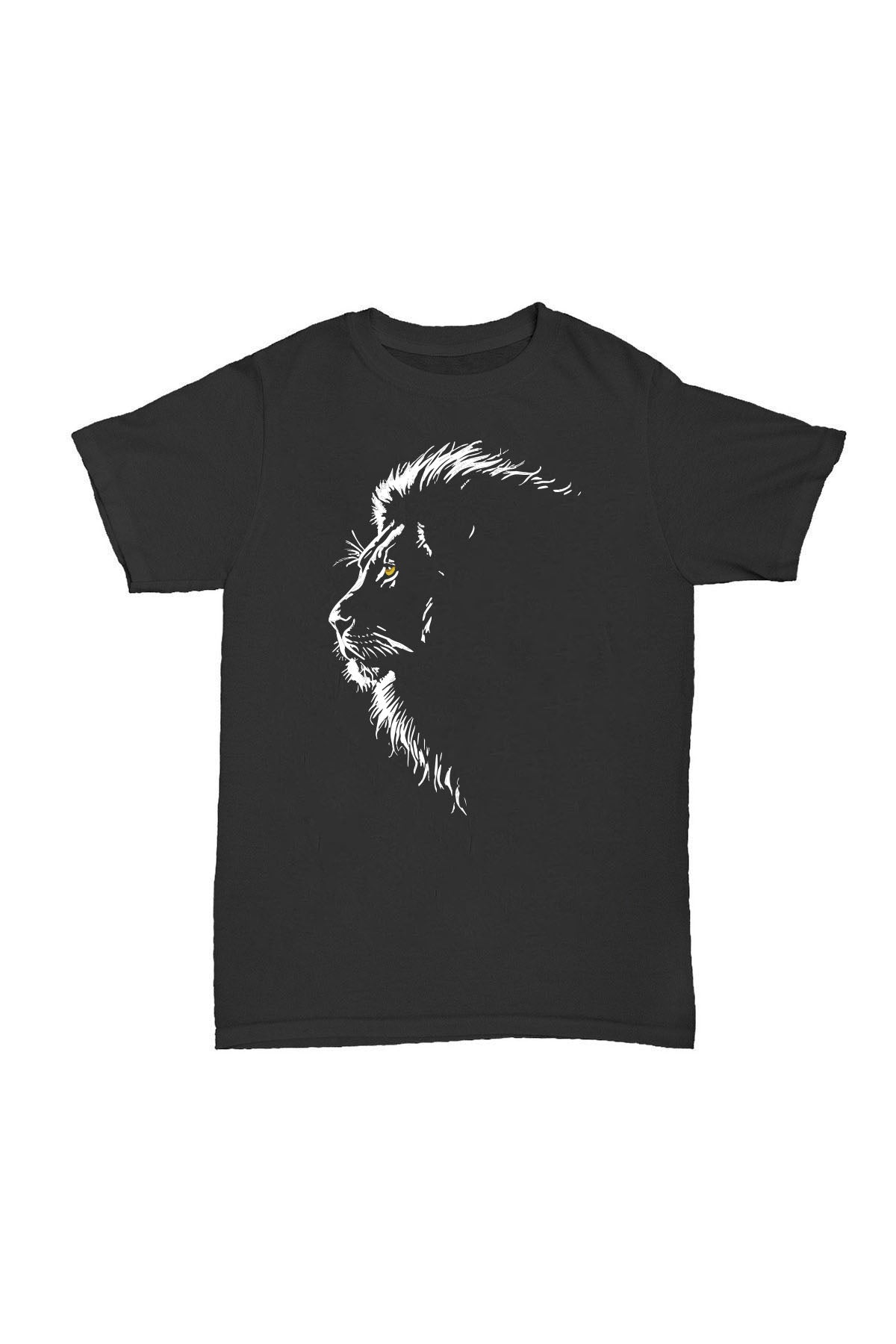 Aslan - Siyah Baskılı Pamuk T-shirt