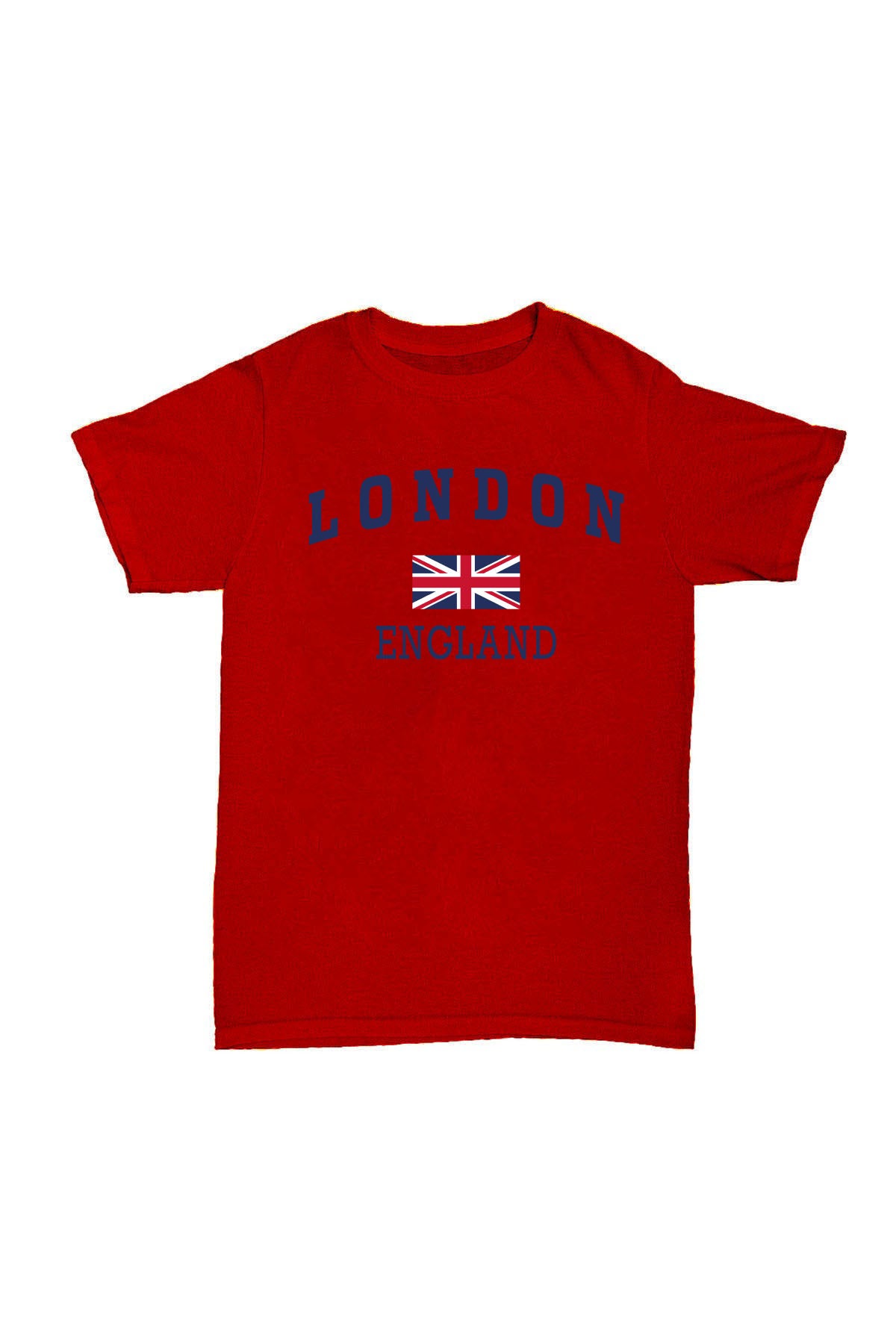 London England - Kırmızı Baskılı Pamuk T-shirt