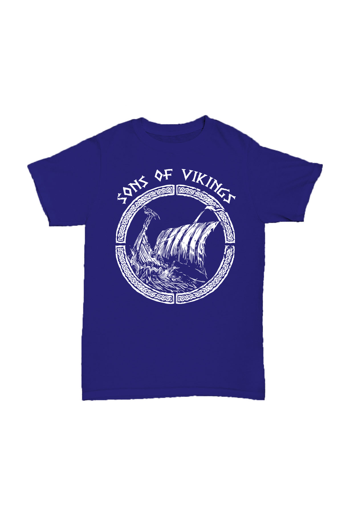 Son Of Vikings - Saks Mavisi Baskılı Pamuk T-shirt