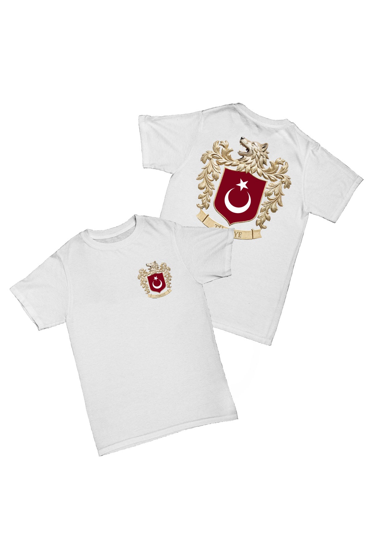 Bozkurt Sembol - Beyaz Baskılı Pamuk T-shirt