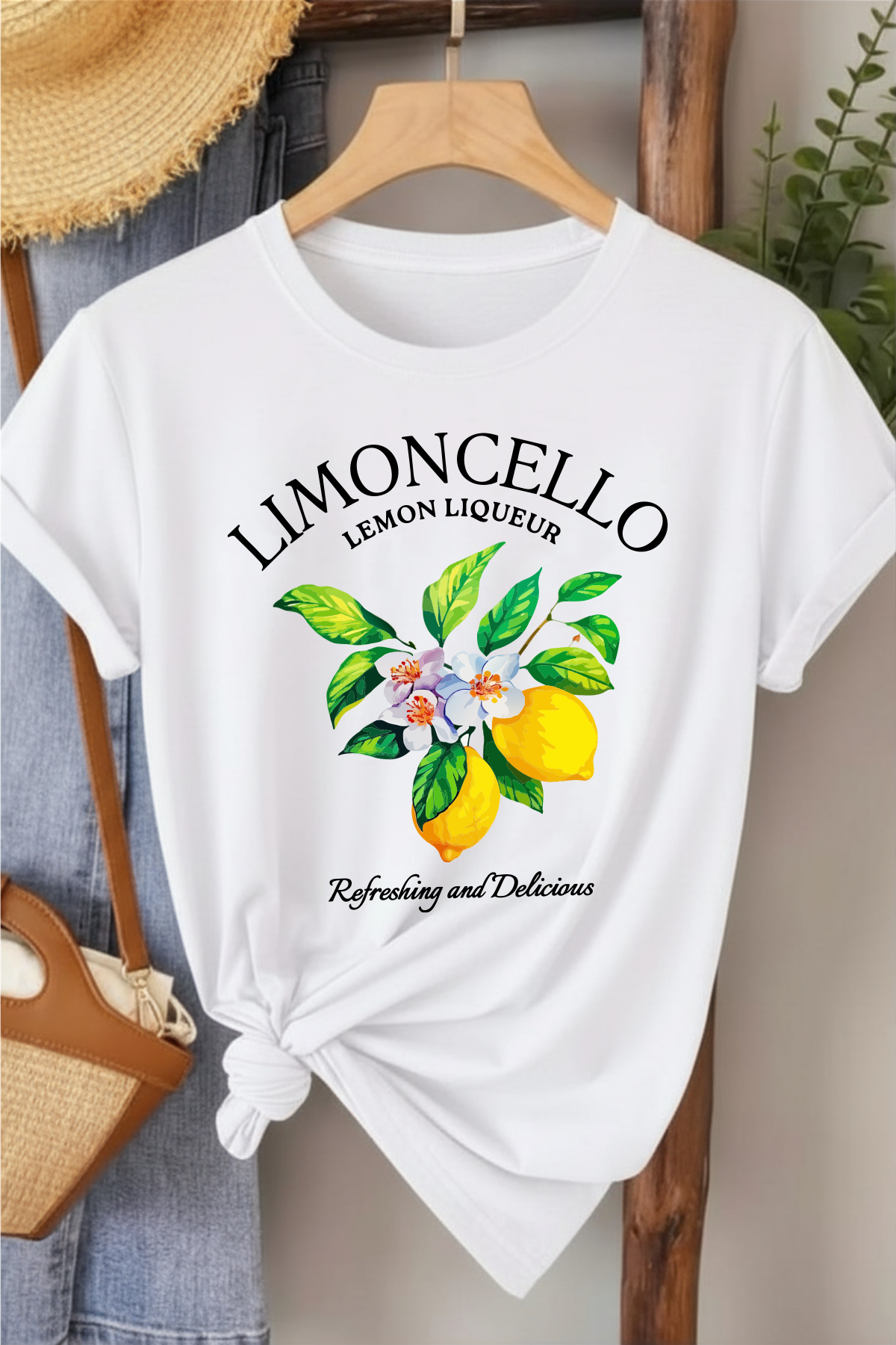 Limoncello - Beyaz Baskılı Pamuk T-shirt