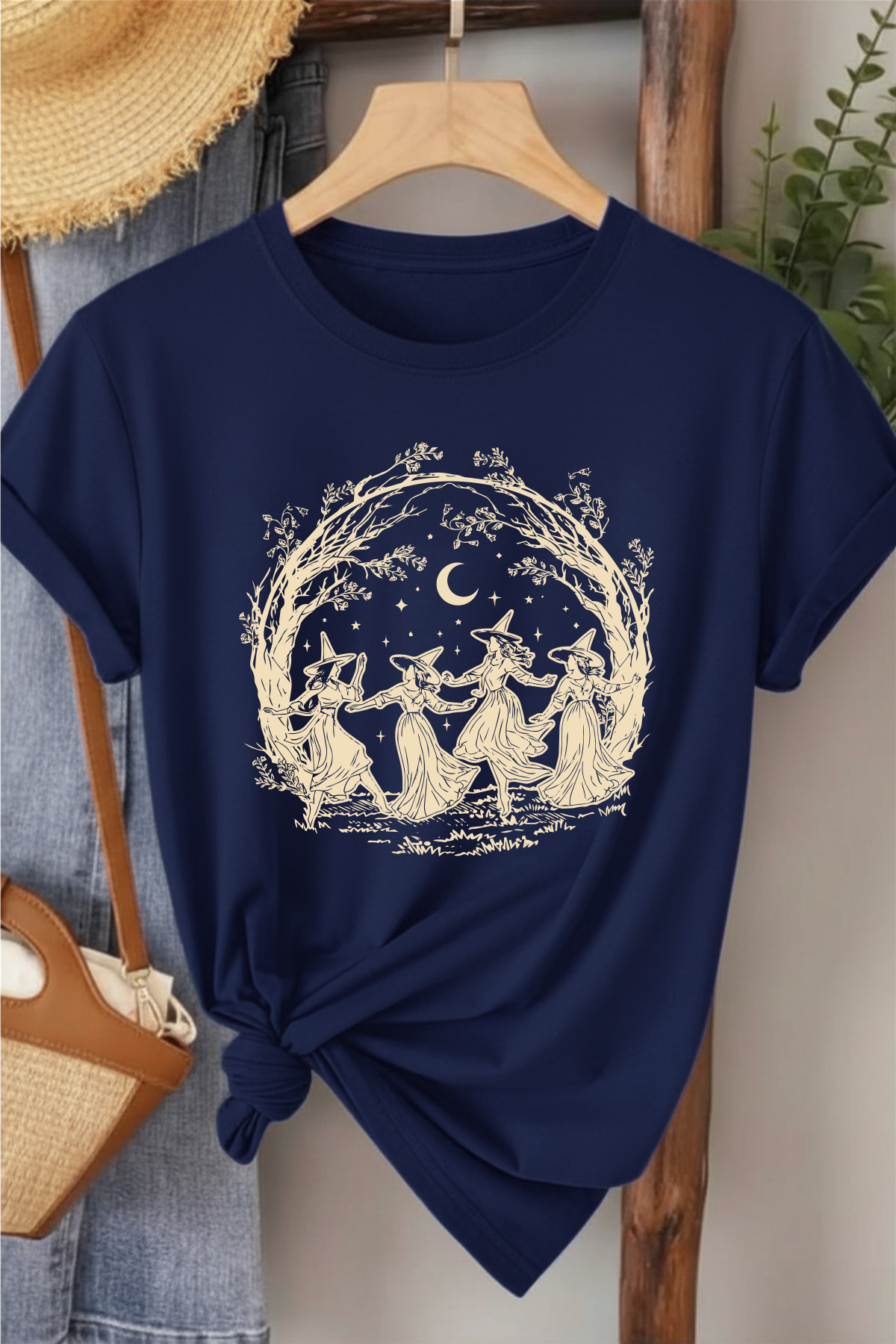 Cadılar Birliği - Lacivert Baskılı Pamuk T-shirt