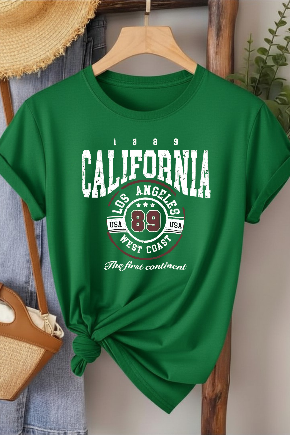California 89 - Yeşil Baskılı Pamuk T-shirt