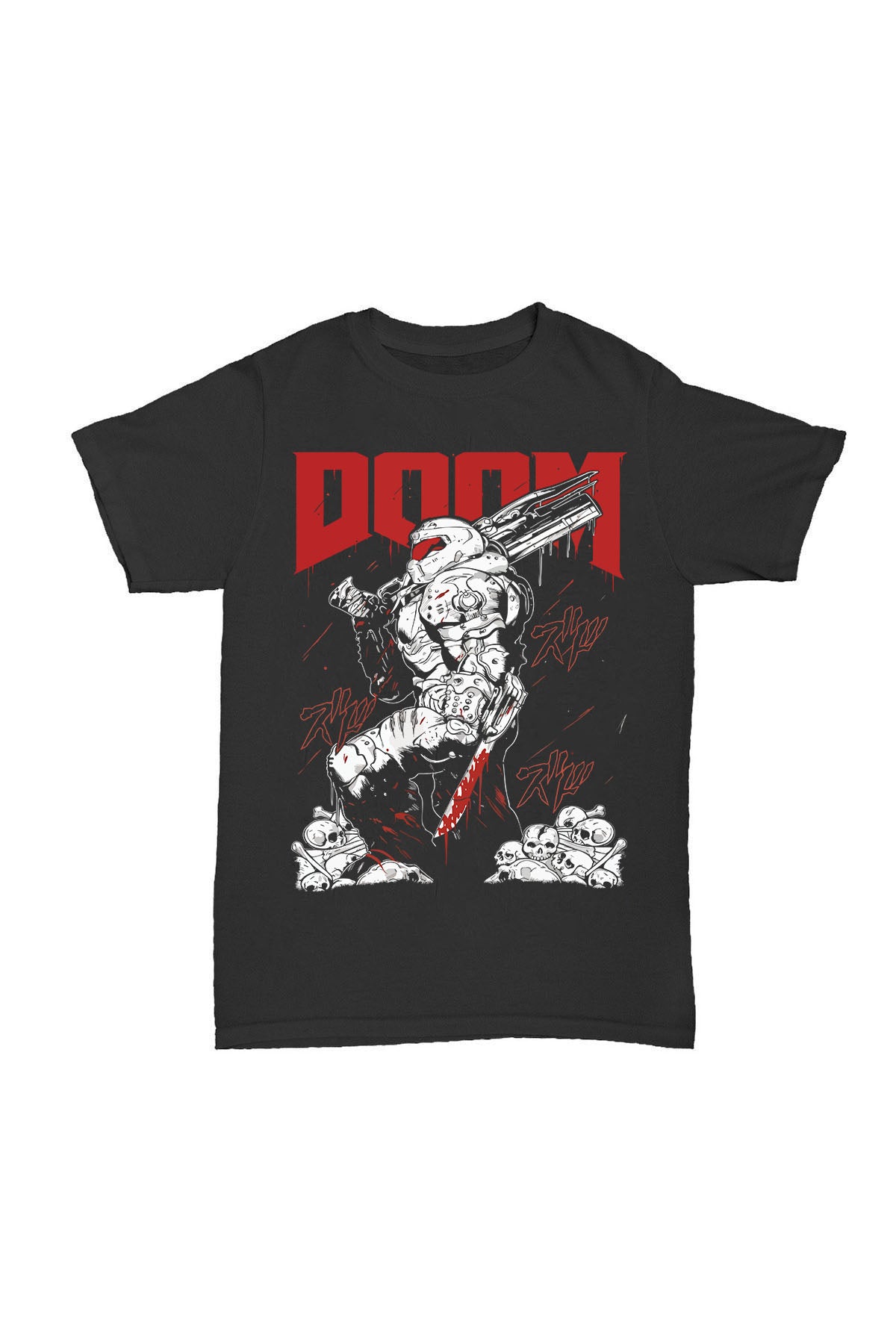 Doom Baskılı Pamuk T-shirt
