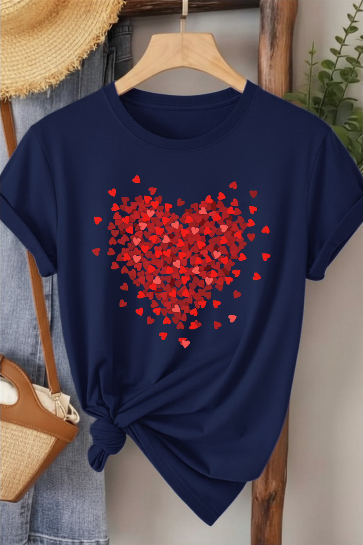 Serpme Kalpler - Lacivert Baskılı Pamuk T-shirt