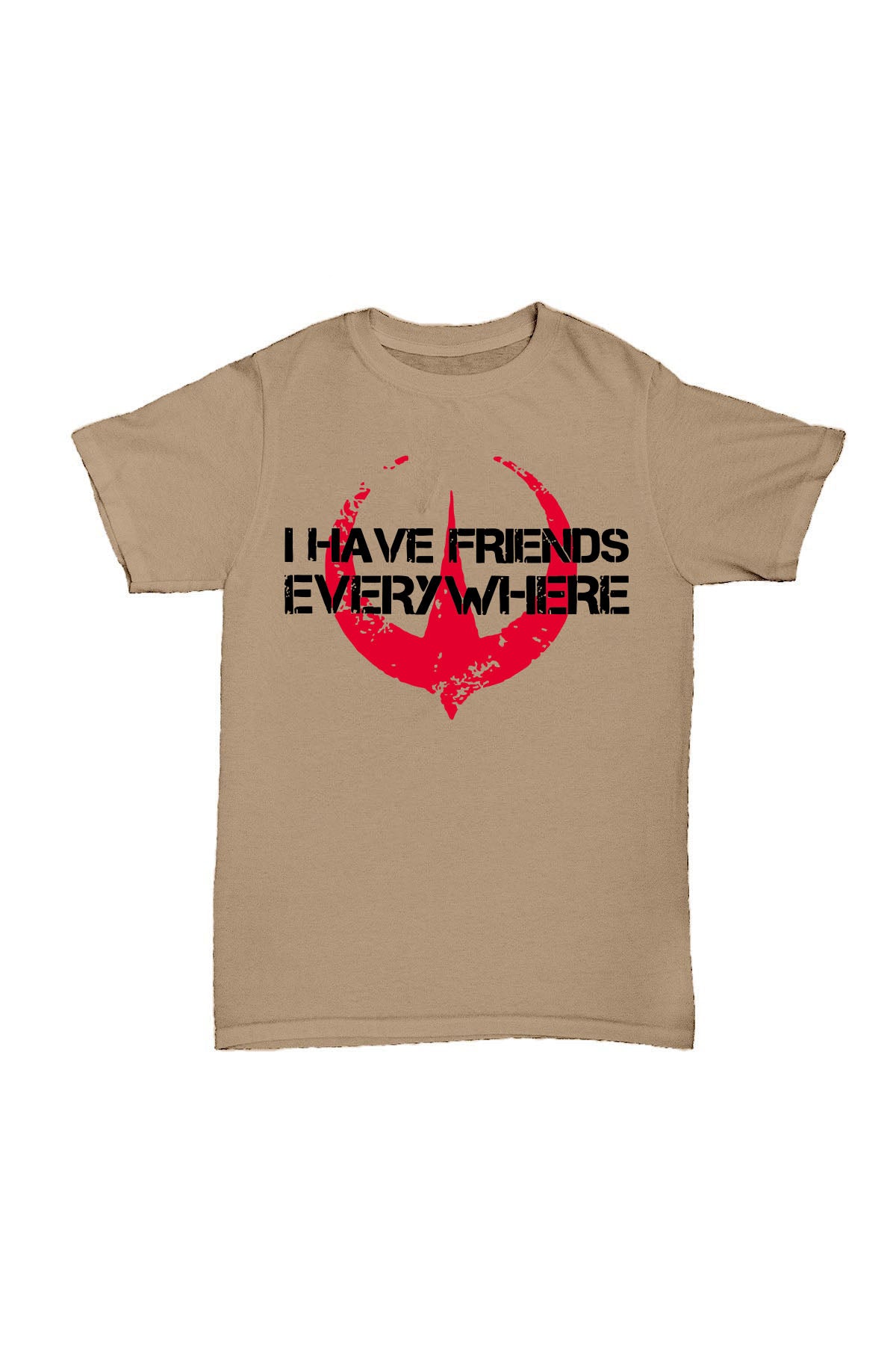 I Have Friends Everywhere - Bej Baskılı Pamuk T-shirt