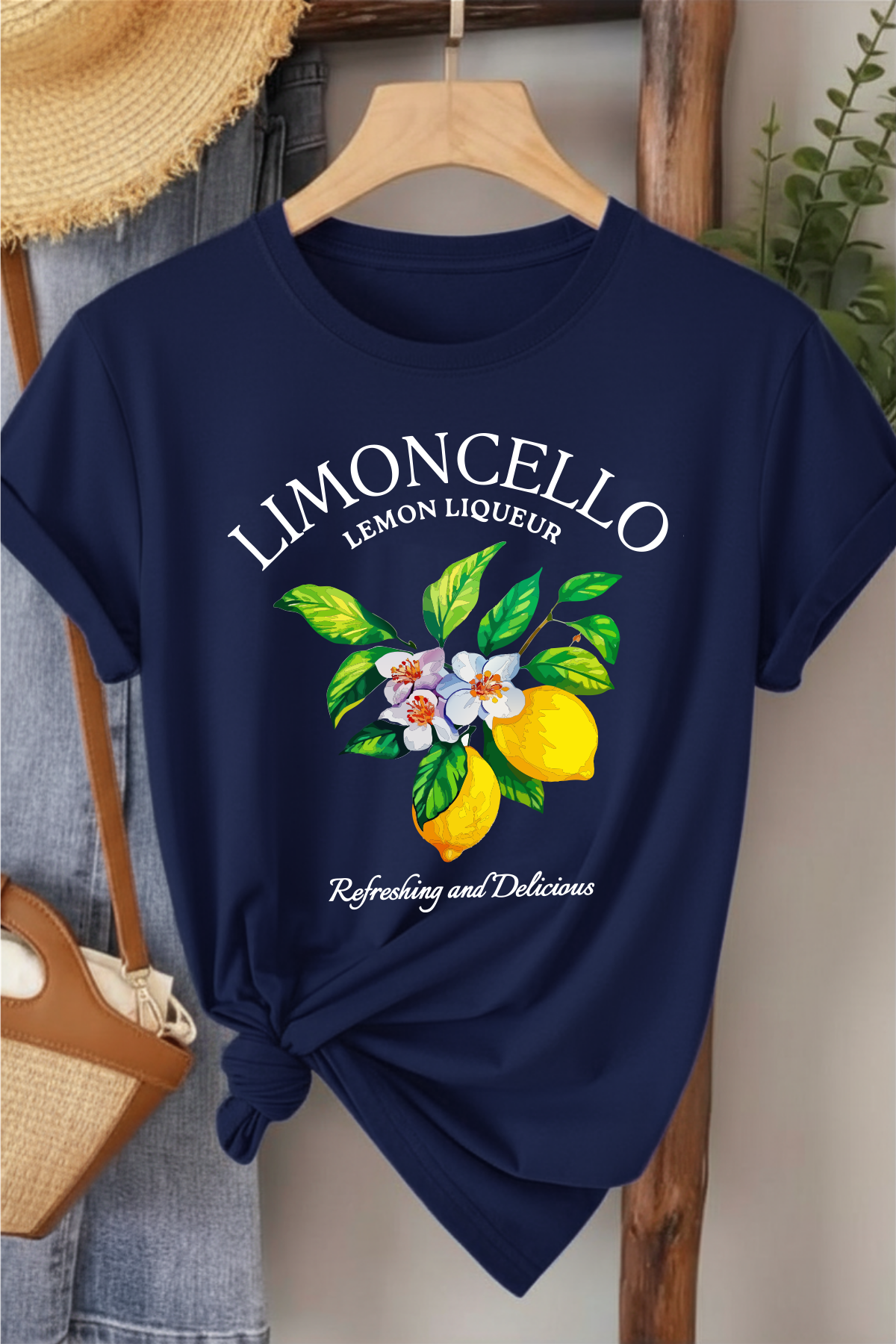 Limoncello - Lacivert Baskılı Pamuk T-shirt