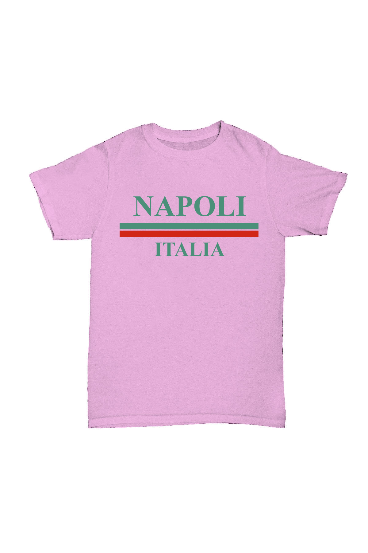 Napoli Italia - Pembe Baskılı Pamuk T-shirt
