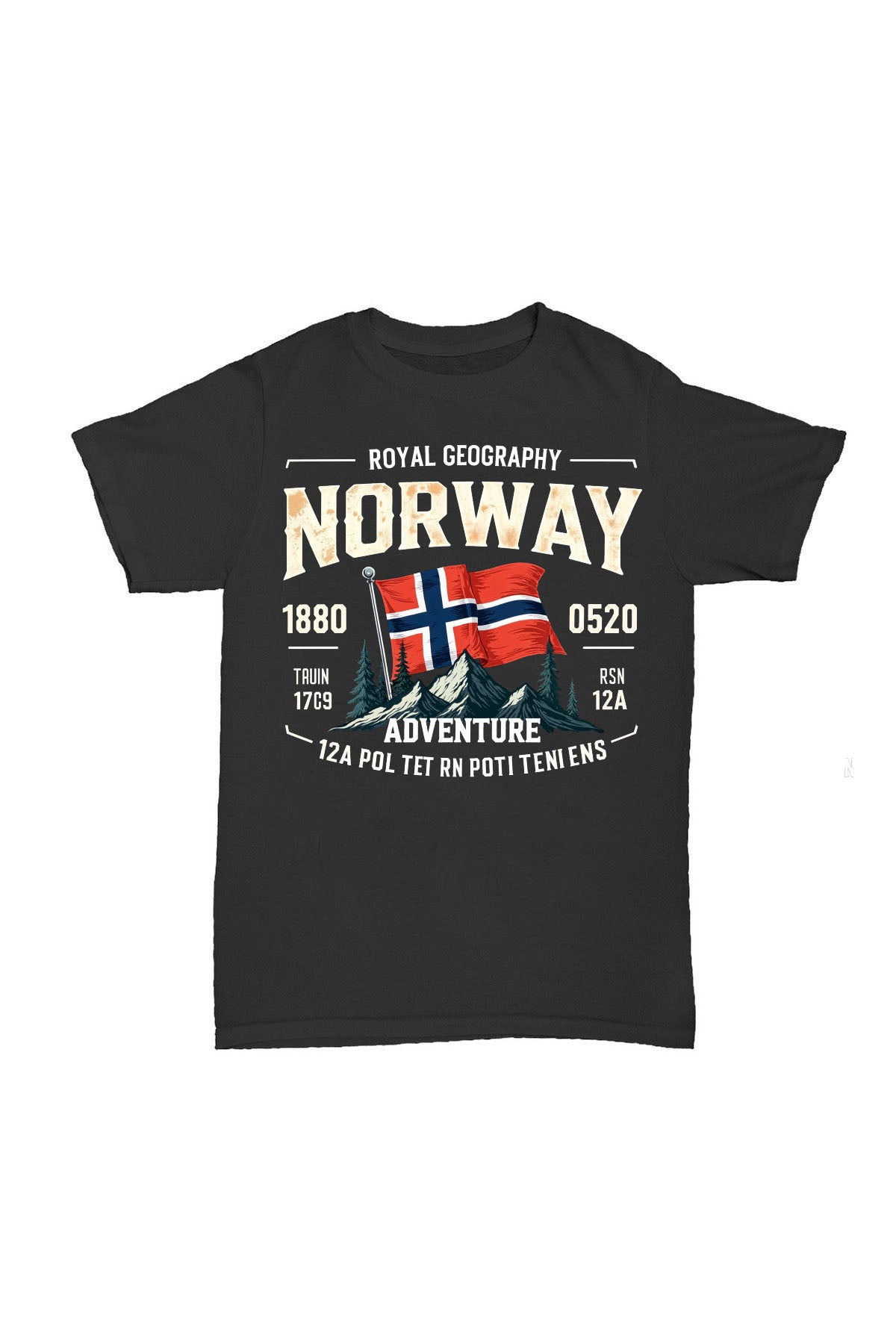 Norway - Adventure Siyah Baskılı Pamuk T-shirt
