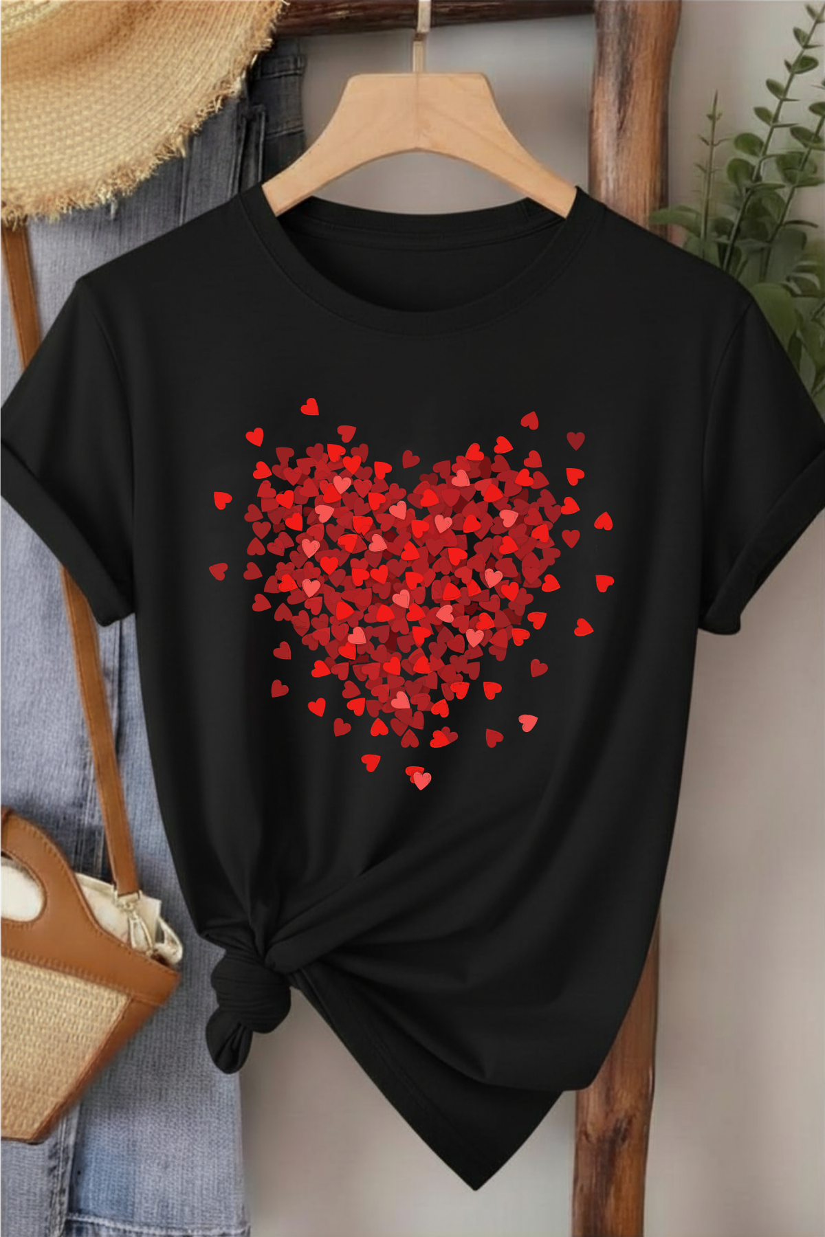 Serpme Kalpler - Siyah Baskılı Pamuk T-shirt