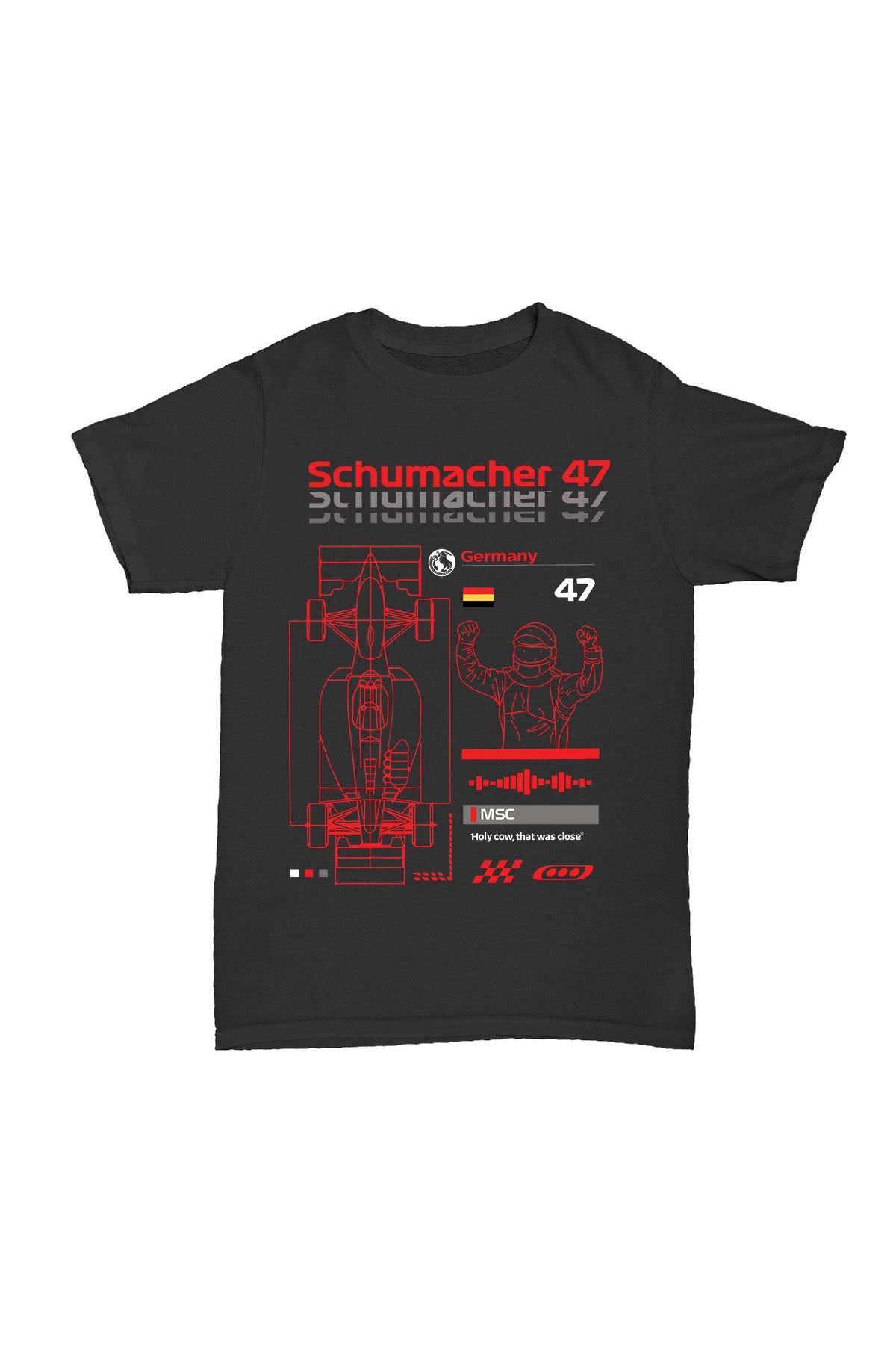 Michael Schumacher - 47 Baskılı Pamuk T-shirt