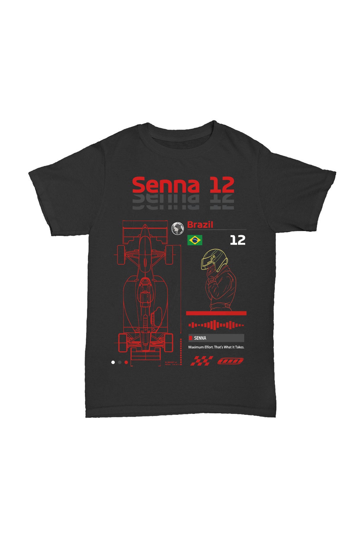 Ayrton Senna - 12 Baskılı Pamuk T-shirt