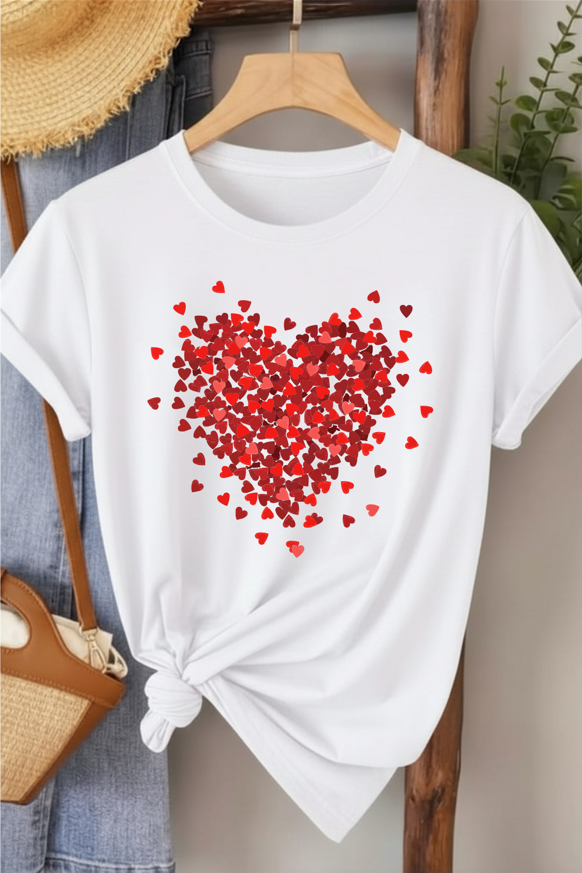 Serpme Kalpler - Beyaz Baskılı Pamuk T-shirt
