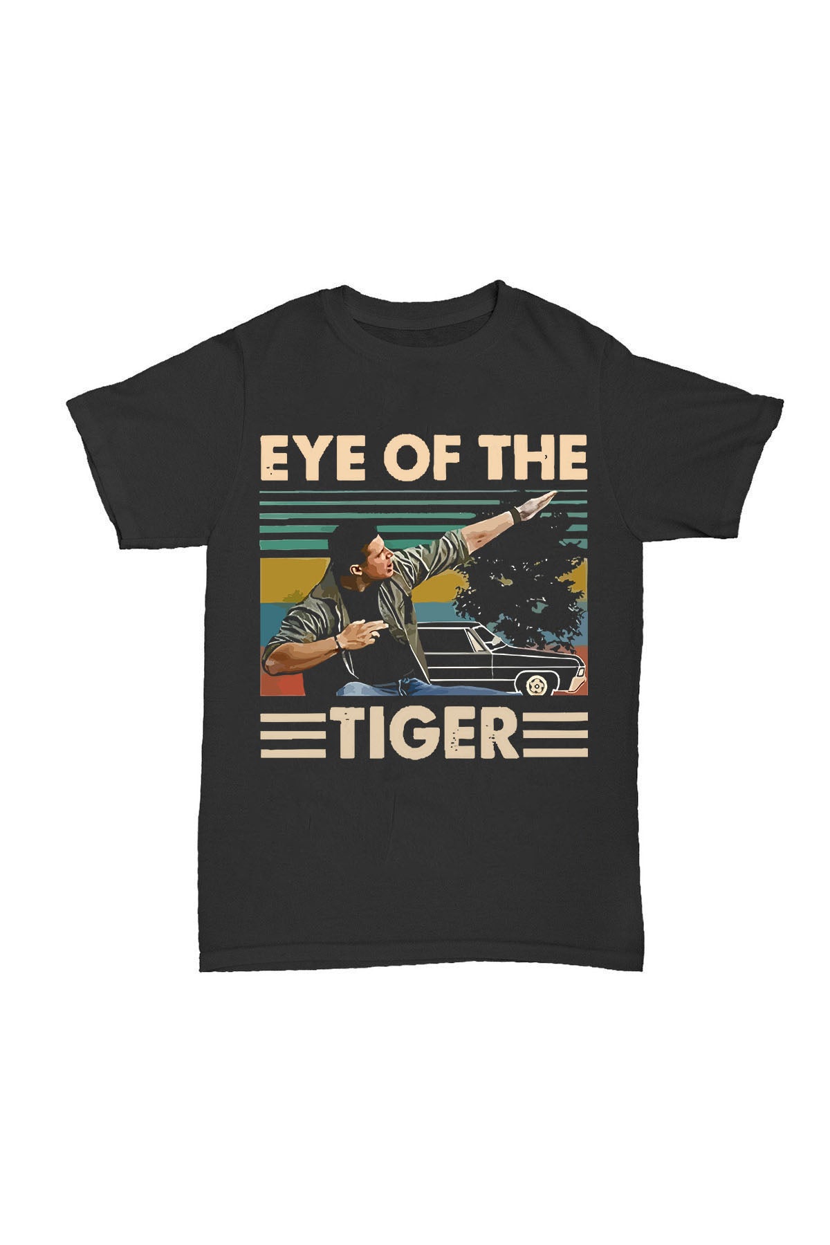 Supernatural - Dean Winchester Eye Of The Tiger Baskılı Pamuk T-shirt