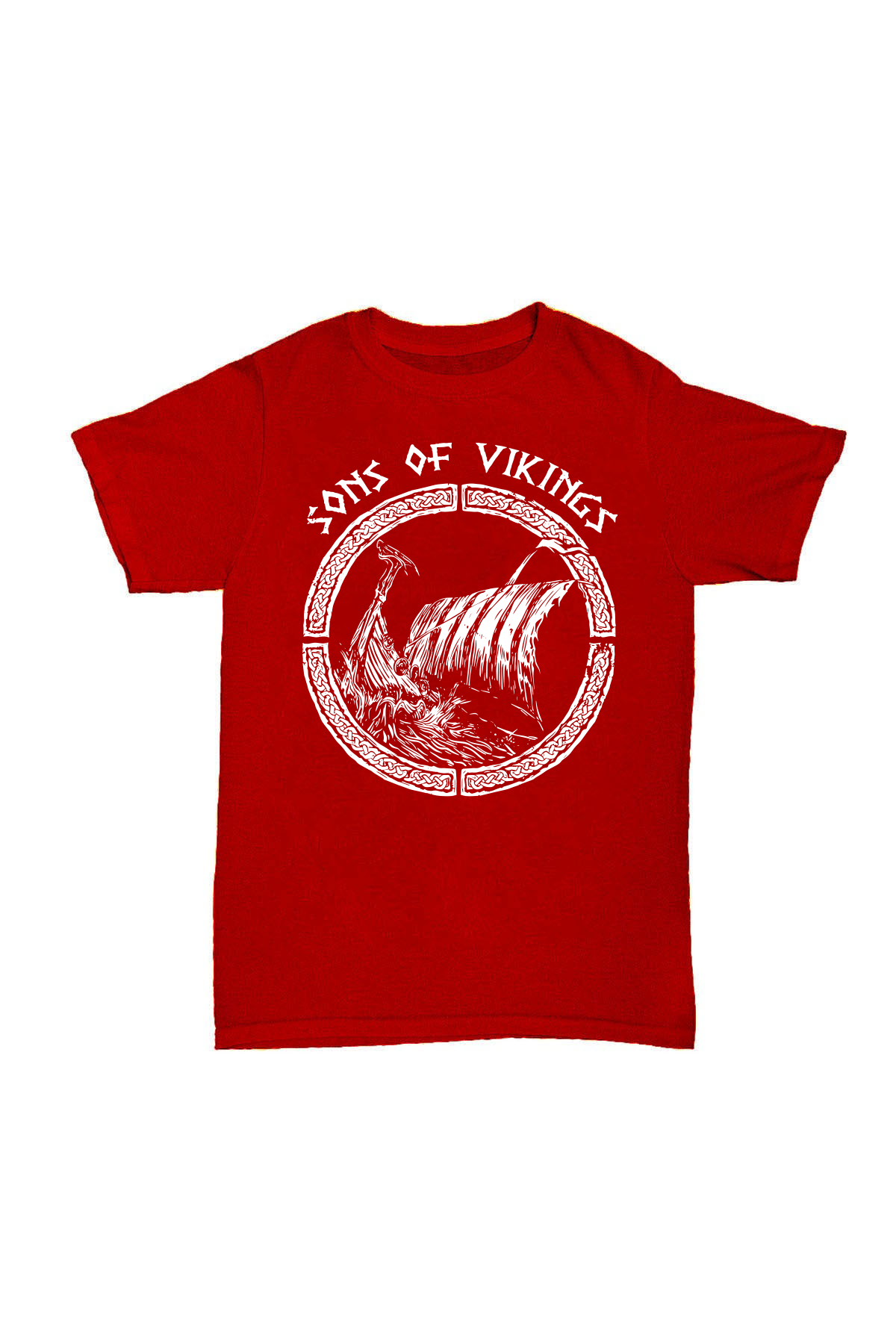 Son Of Vikings - Kırmızı Baskılı Pamuk T-shirt