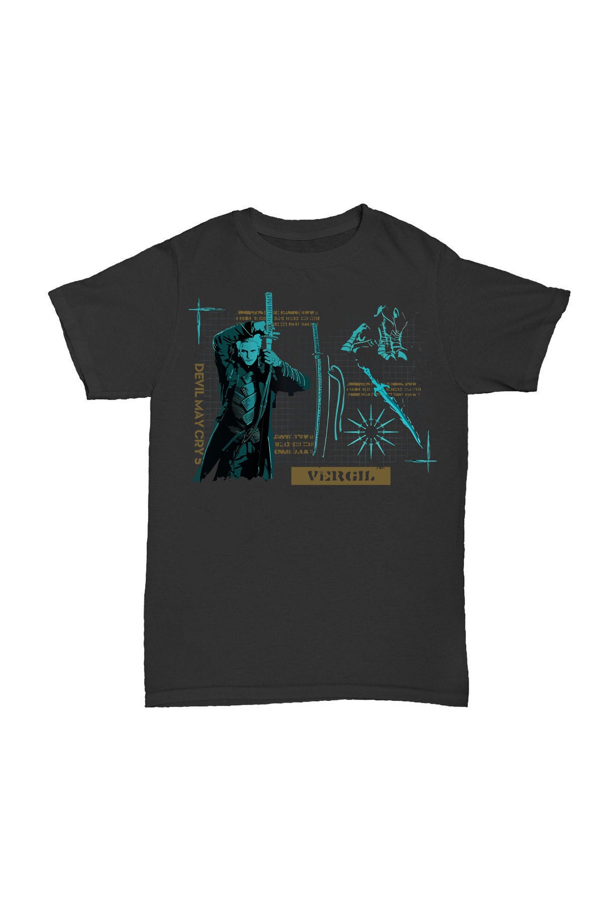 Devil May Cry - Vergil Items Baskılı Pamuk T-shirt