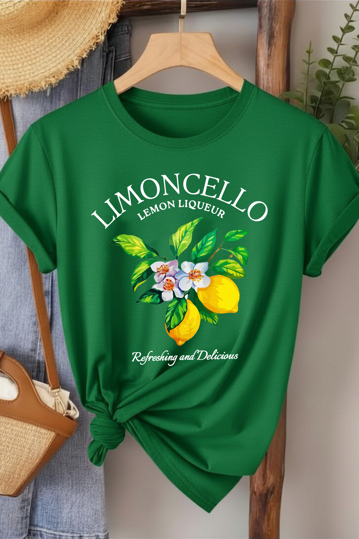 Limoncello - Yeşil Baskılı Pamuk T-shirt