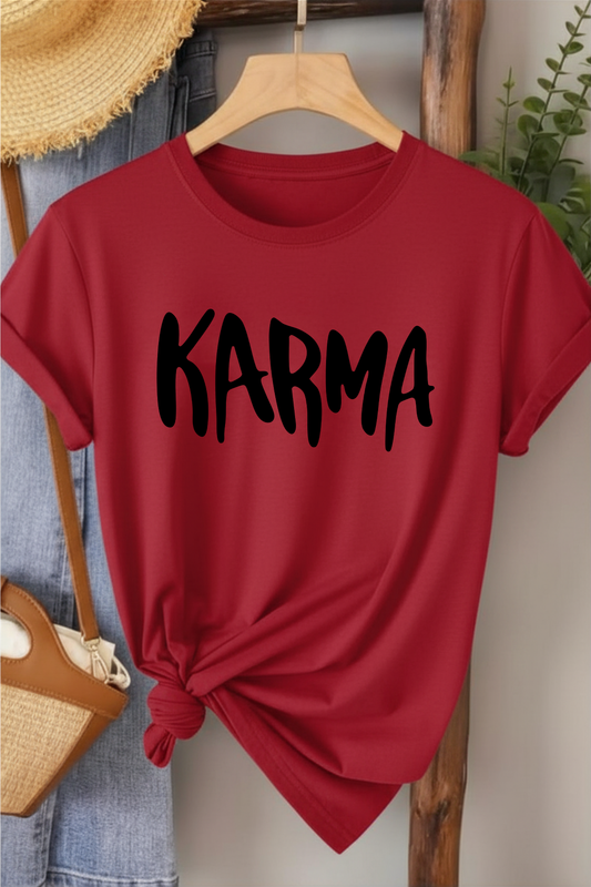 Karma - Kırmızı Baskılı Pamuk T-shirt