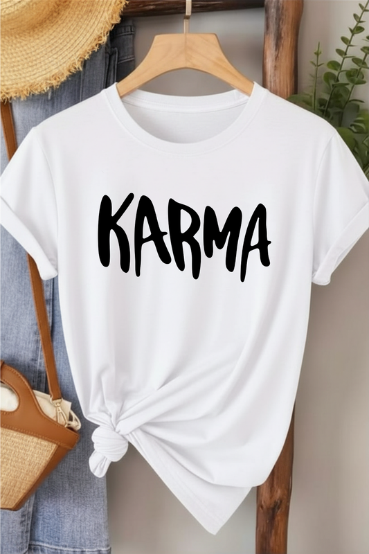 Karma - Beyaz Baskılı Pamuk T-shirt