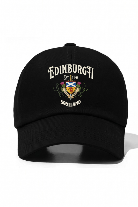 Edinburgh Scotland Baskılı Pamuk Şapka - Siyah