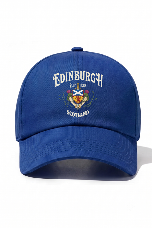 Edinburgh Scotland Baskılı Pamuk Şapka - Saks Mavisi