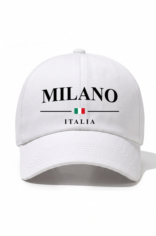 Milano Baskılı Pamuk Şapka - Beyaz