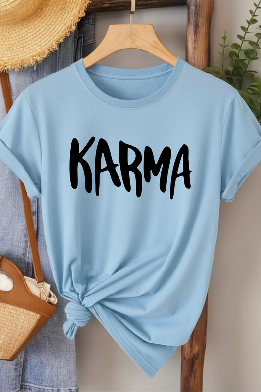 Karma - Bebe Mavisi Baskılı Pamuk T-shirt