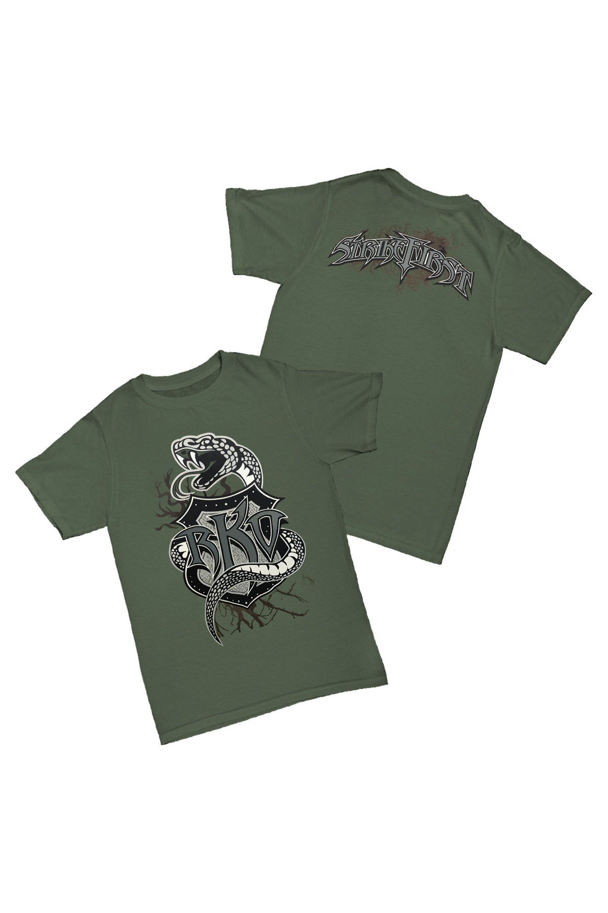 Randy Orton - Strike First Haki Yılan Baskılı Pamuk T-shirt