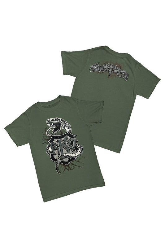 Randy Orton - Strike First Haki Yılan Baskılı Pamuk T-shirt