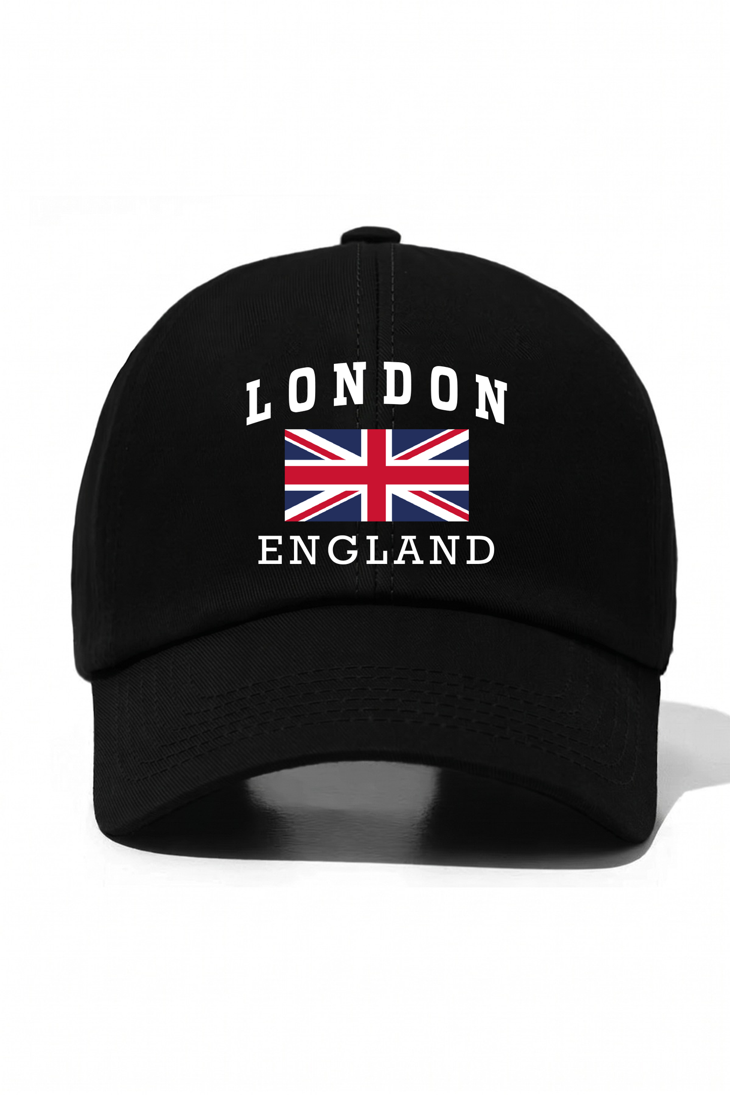 London England Baskılı Pamuk Şapka - Siyah