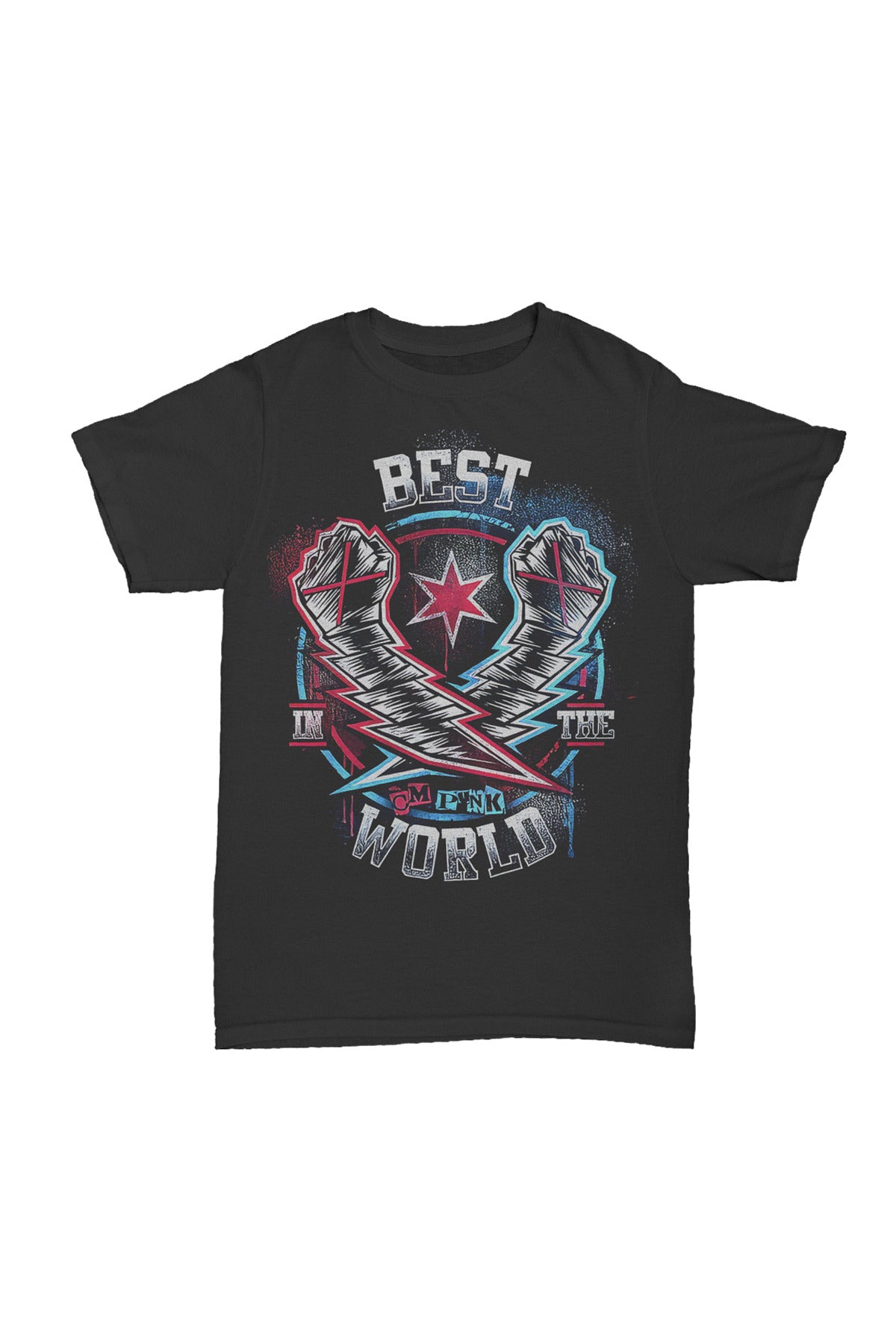 Cm Punk - Lightning Fists Baskılı Pamuk T-shirt