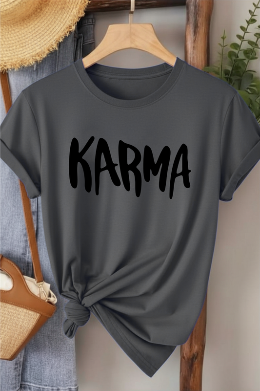 Karma - Füme Baskılı Pamuk T-shirt