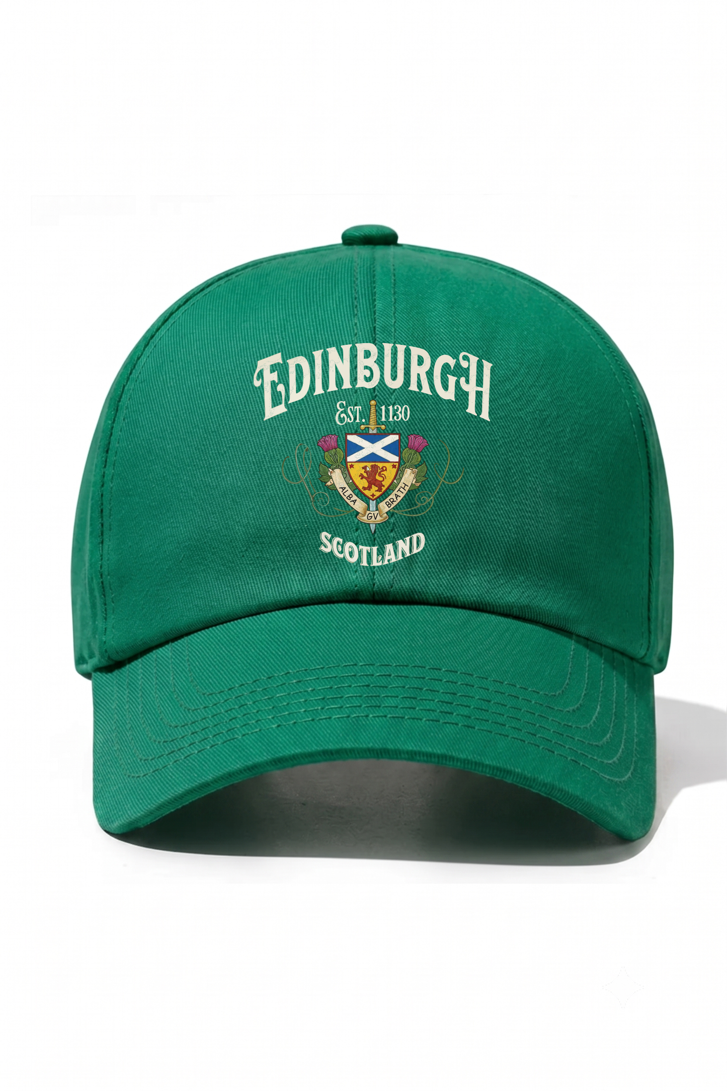 Edinburgh Scotland Baskılı Pamuk Şapka - Yeşil