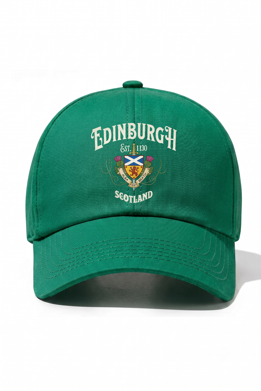 Edinburgh Scotland Baskılı Pamuk Şapka - Yeşil