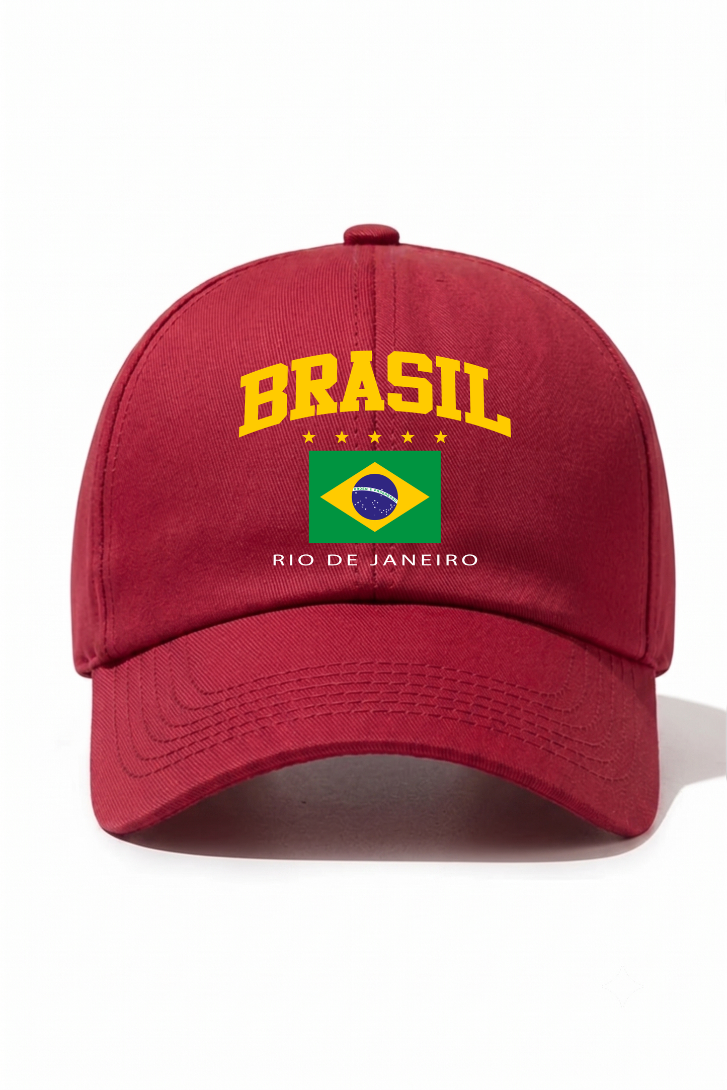 Brasil Baskılı Pamuk Şapka - Kırmızı