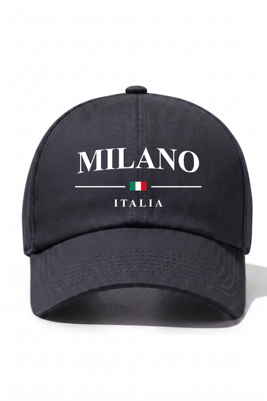 Milano Baskılı Pamuk Şapka - Füme