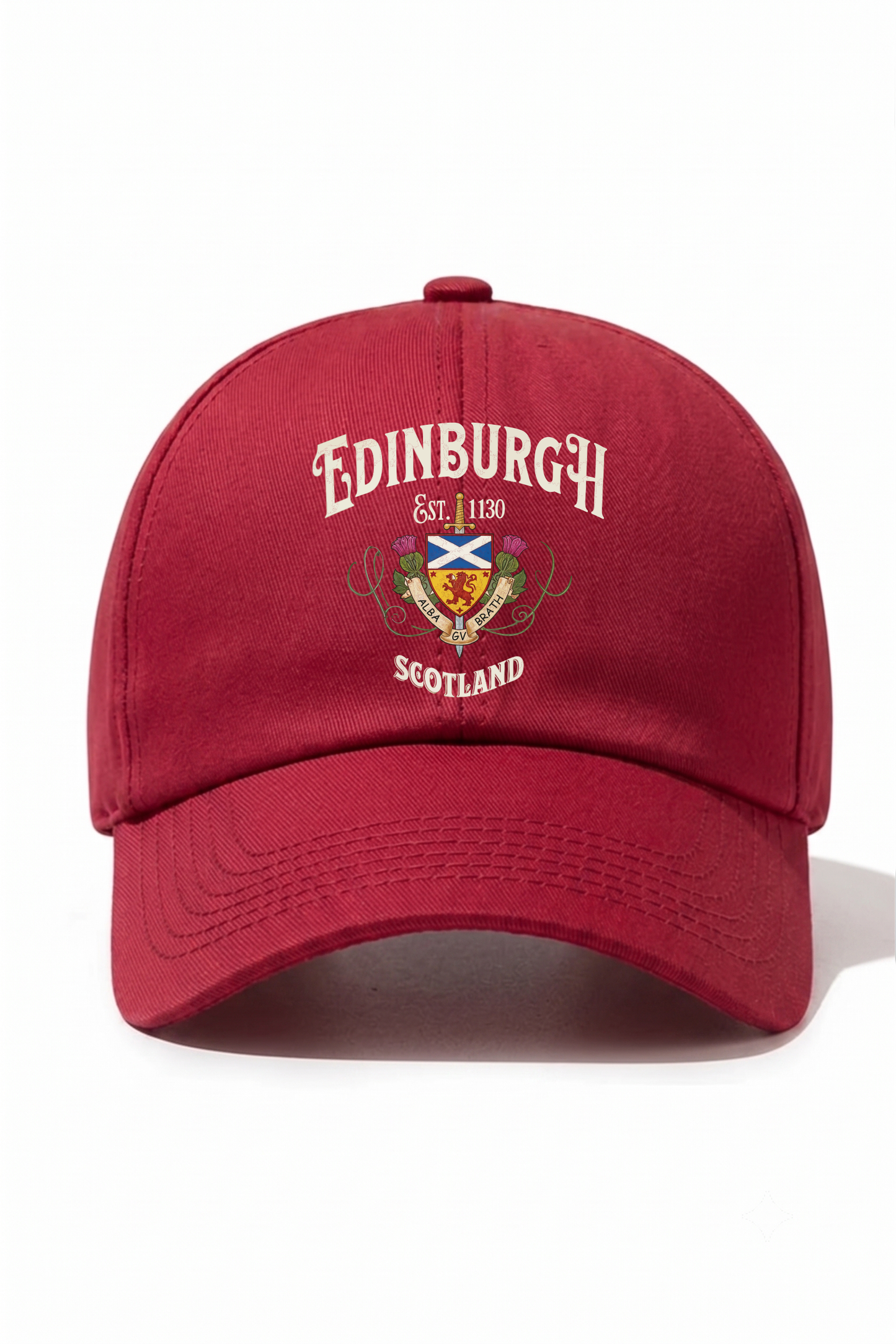 Edinburgh Scotland Baskılı Pamuk Şapka - Kırmızı