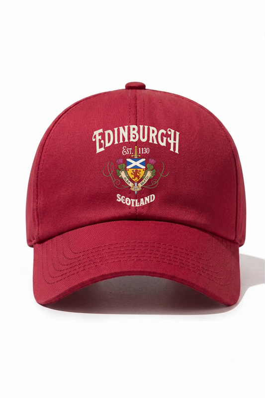 Edinburgh Scotland Baskılı Pamuk Şapka - Kırmızı