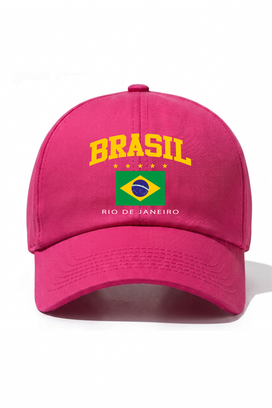 Brasil Baskılı Pamuk Şapka - Pembe