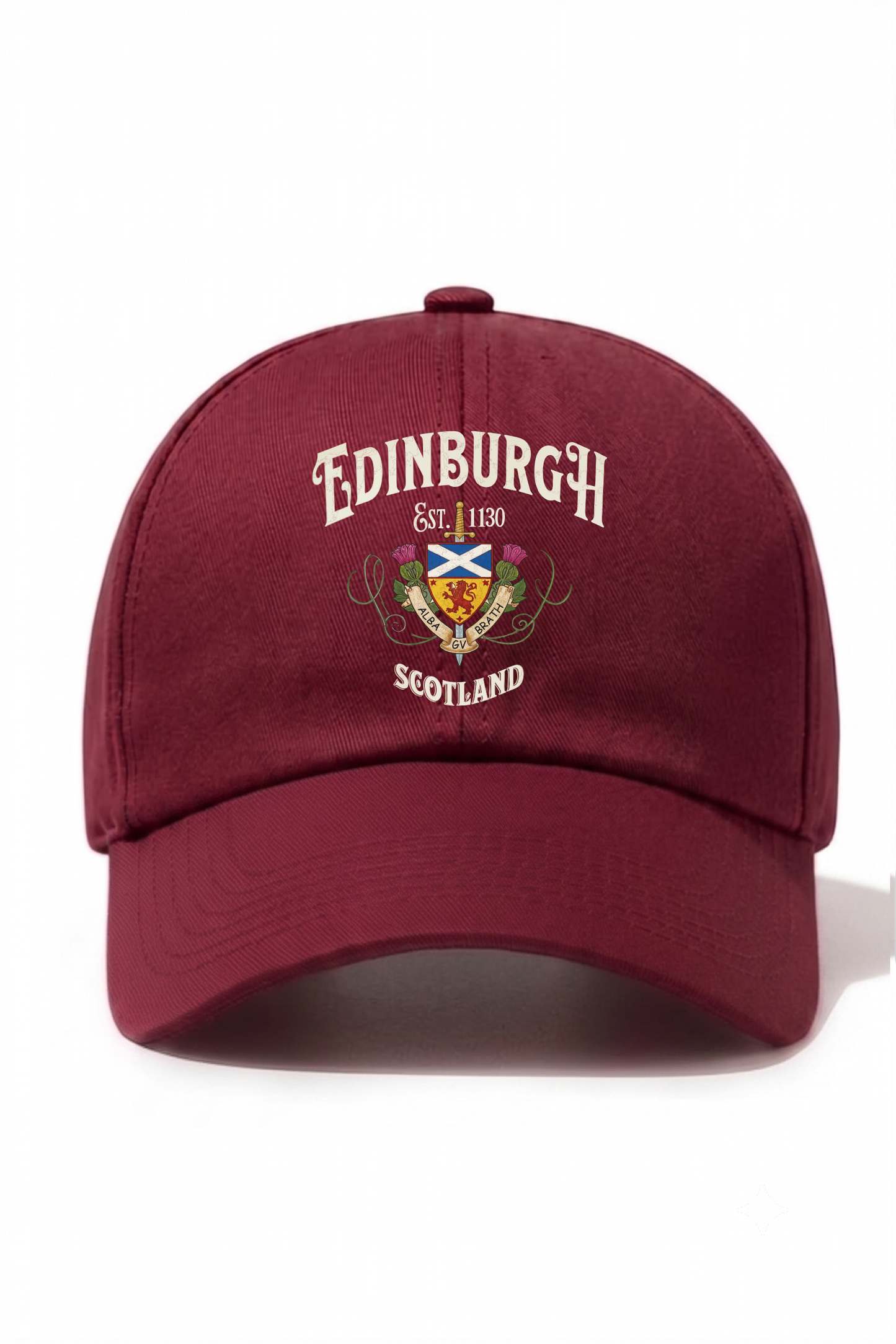 Edinburgh Scotland Baskılı Pamuk Şapka - Bordo