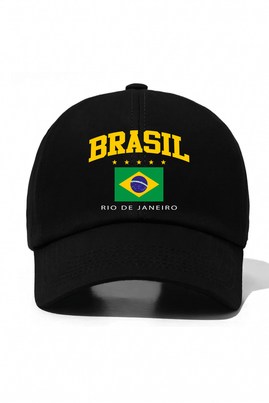 Brasil Baskılı Pamuk Şapka - Siyah