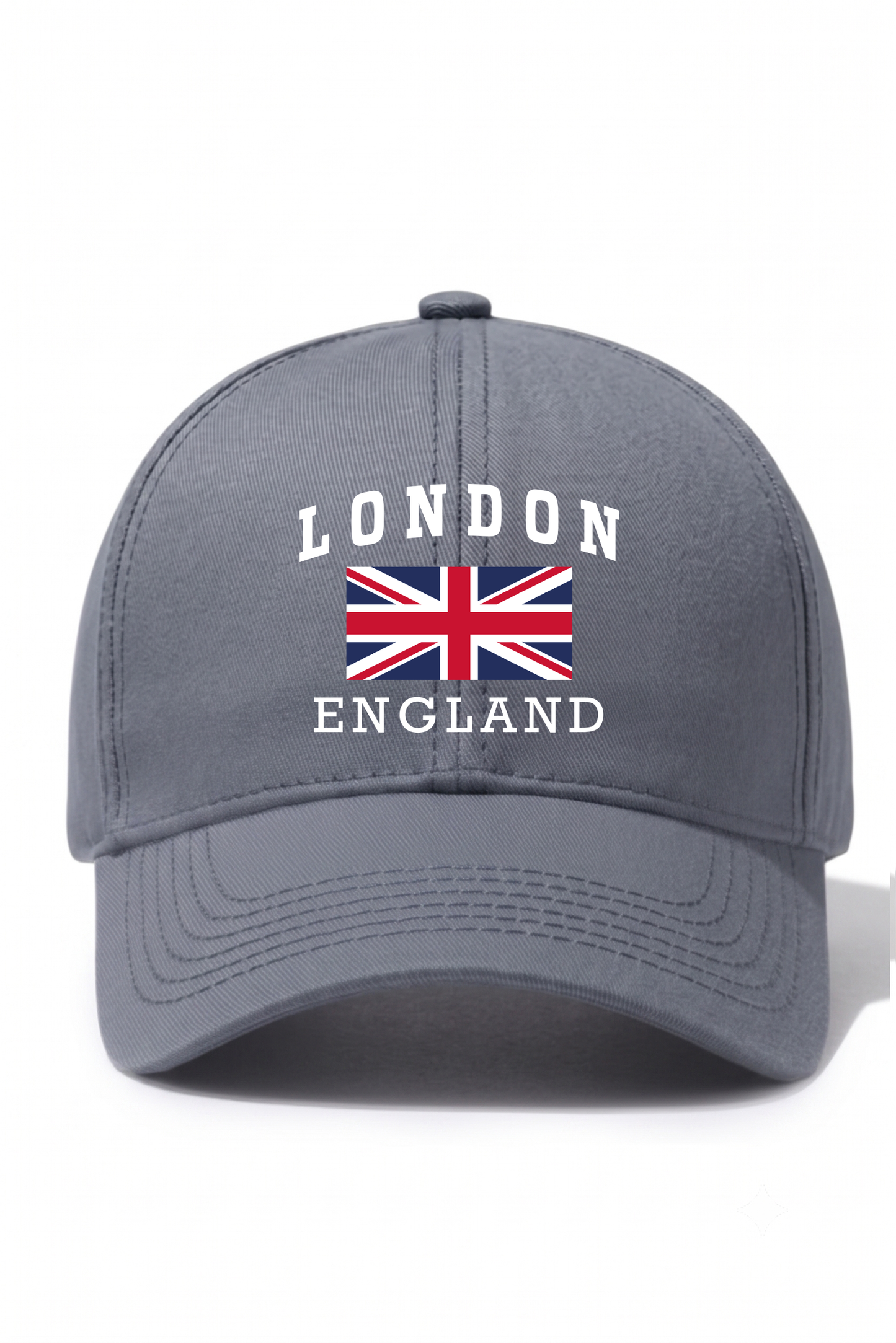 London England Baskılı Pamuk Şapka - Gri
